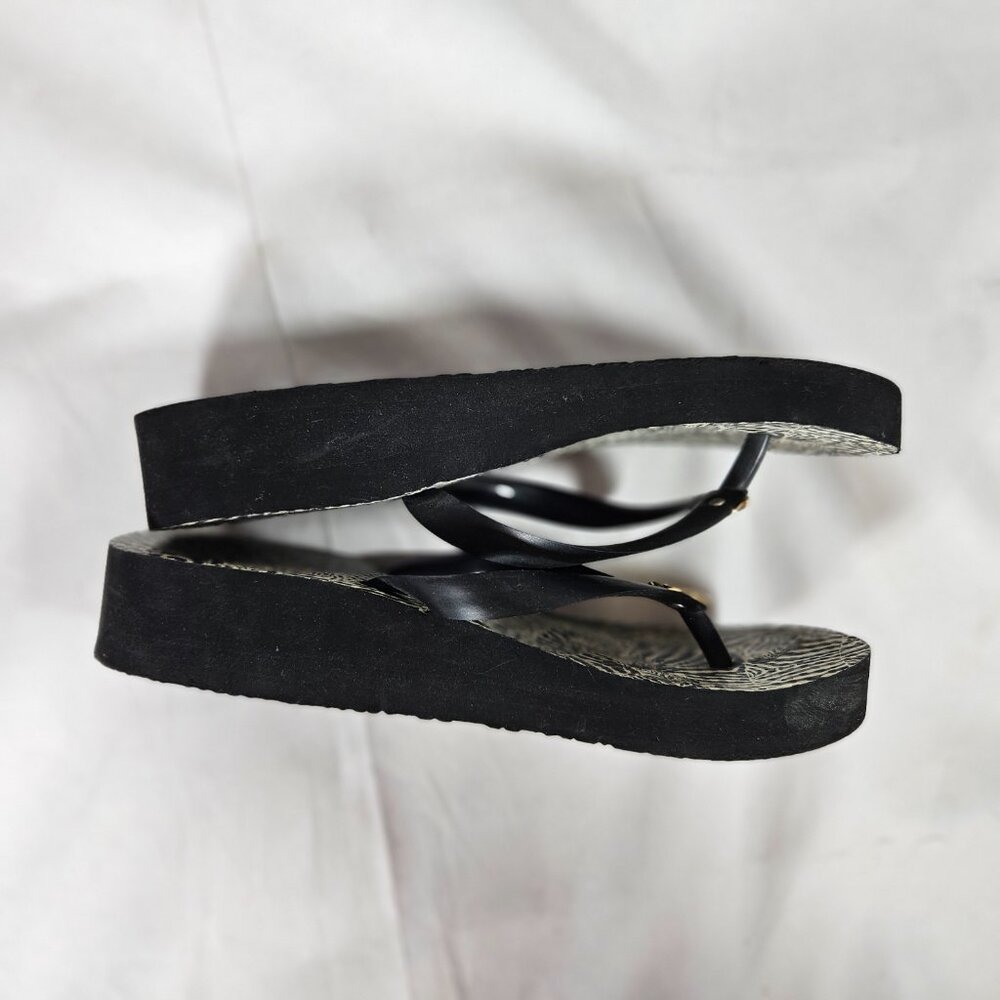Tory Burch Zebra Print Platform Flip Flops Black … - image 8